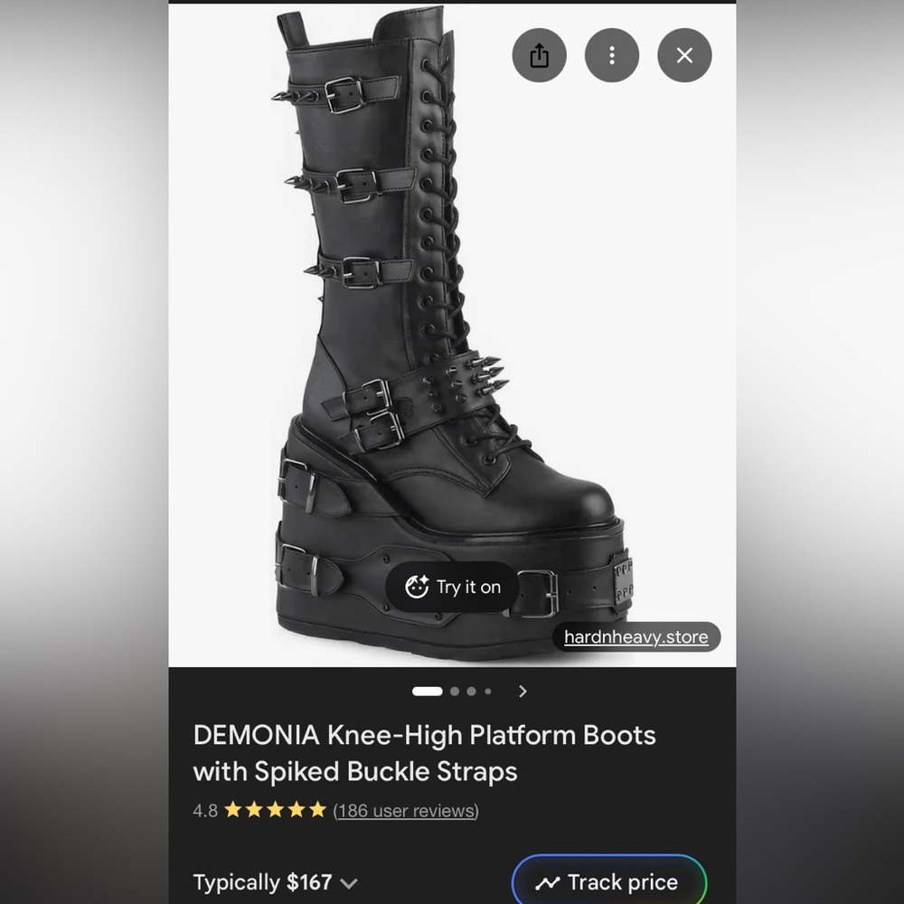 Demonia Spiked Boots Size 10 - image 4